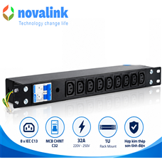 Thanh nguồn PDU 8 ổ cắm C13 chuẩn  19 dùng cho tủ mạng công xuất 16-32A mã NV-66206A