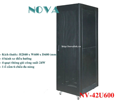 Tủ mạng 42U D600 NV-42U600 | Tủ rack 42U D600 D800 D1000 cánh lưới giá rẻ